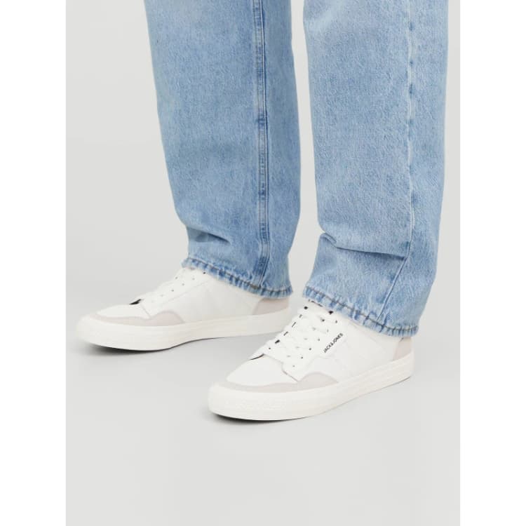 Image of Jack & Jones White / White Faux Leather Logo Sneakers White Male 44 145327UK