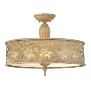 Image of 3 Bulb Semi Flush Light Brushed Champagne LED E27 60W Bulb