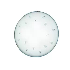 Image of Nonna Glass Decorative Flush Ceiling Light 2 Light Antique Brass