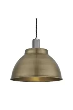 Image of Knurled Dome Pendant, 13 Inch, Brass, Pewter Holder
