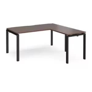 Image of Bench Desk Add On Return Desk 1600mm Walnut Tops With Black Frames Adapt