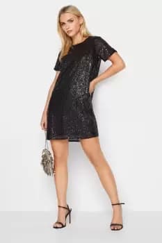 Image of Petite Sequin T-Shirt Dress
