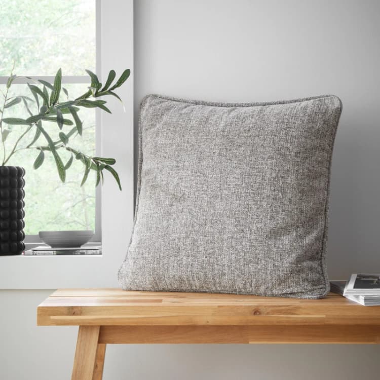 Image of Catherine Lansfield Wilson Plain Chenille Cushion - Grey Grey 45x45cm