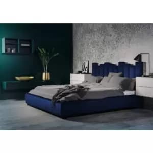 Image of Glexton Bed Super King Plush Velvet Blue