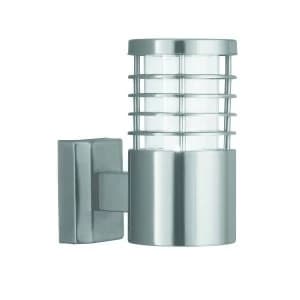 Image of 1 Light Outdoor Garden Wall Light Satin Silver IP44, E27