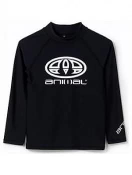 Image of Animal Boys Fontaine Long Sleeve Rash Vest - Black