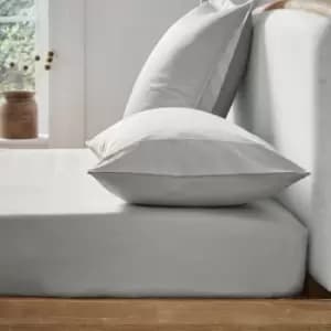 Image of Ted Baker 250 Thread Count Plain Dye Single Fitted Sheet, Silver