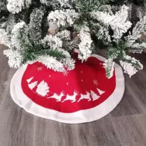 Image of Premier Decorations Ltd - 91cm Fabric Christmas Tree Skirt with Santa & Sleigh Design