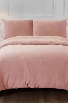 Image of Sherpa Fleece Reverse Duvet Cover with Pillowcase Set