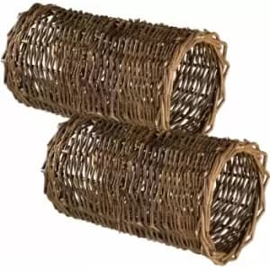 Image of 2 Rabbit tunnels - wicker tunnel, rabbit tube, rabbit burrow pipe - brown