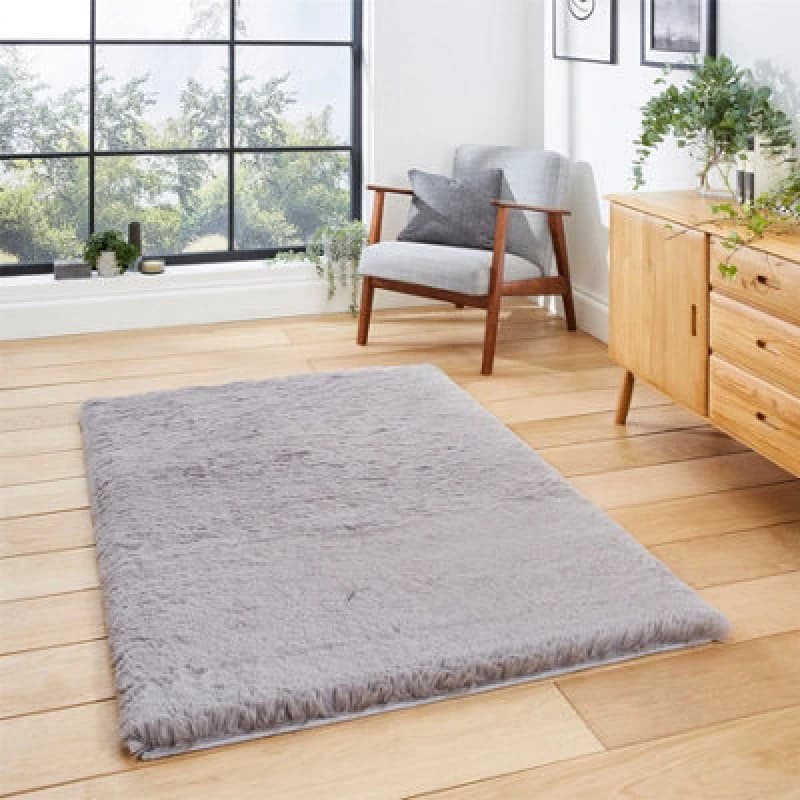Image of Super Teddy Plain Shaggy Rug Grey