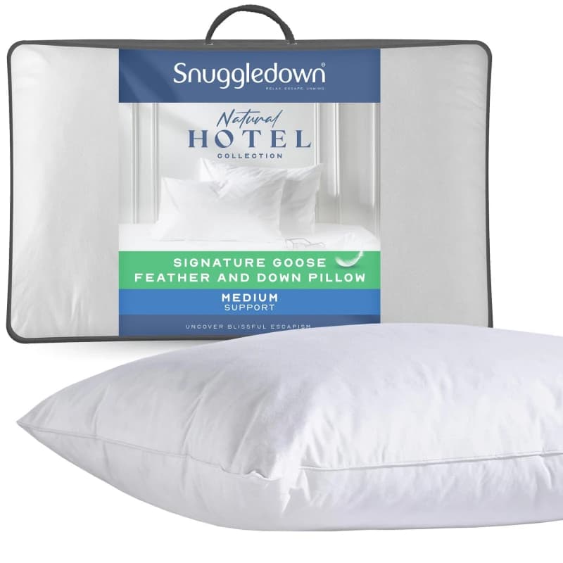 Image of Snuggledown 1 Pack Hotel Goose Feather & Down Back Sleeper Pillow White