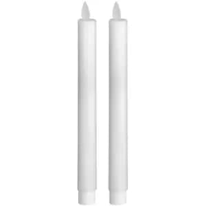 Image of Pair Of White Luxe Flickering Flame LED Wax Dinner Candles