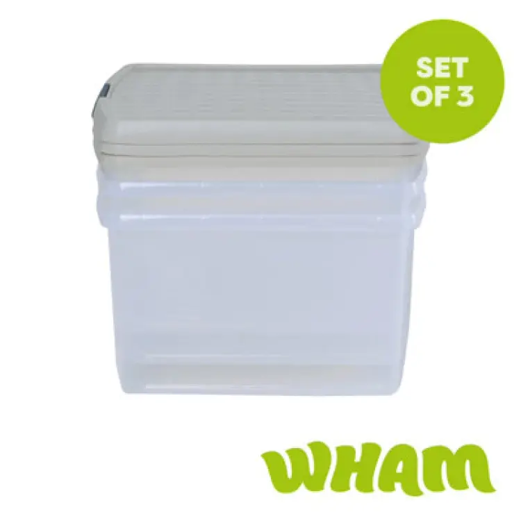 Image of Wham Clip 10.02 25.5L Square Box & Lid Clear/Stone/Slate Gray 19331/3