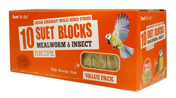 Image of Suet To Go Mealworm and Insect Block Bird Food 10Pcs