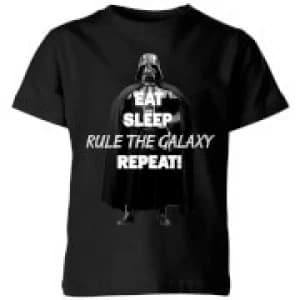 Image of Star Wars Eat Sleep Rule The Galaxy Repeat Kids T-Shirt - Black - 9-10 Years