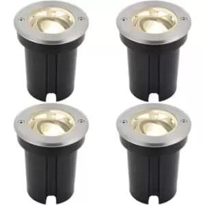 Image of 4 PACK Stainless Steel IP67 Ground Light - 6W Warm White LED - Tilting Head