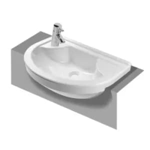 Image of Vitra S50 55cm Compact Semi Recessed Basin Round Right Hand - 216984