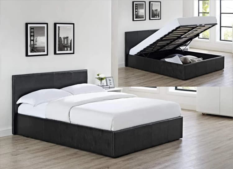 Image of KOSY KOALA KOSY KOALA Ottoman Storage Black Faux Leather Bed Side Lift 3ft Single Bed Frame Black One Size Unisex 5060711588377