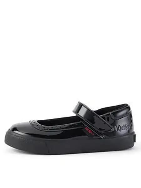 Image of Kickers Tovni Brogue Mary Jane School Shoe - Black Size 1 Older