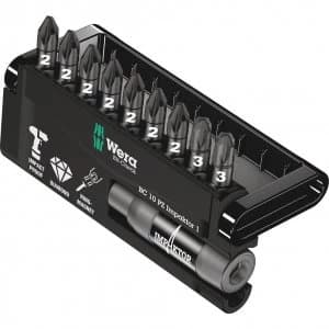 Image of Wera 9 Piece Impaktor Diamond Pozi Screwdriver Bit Set