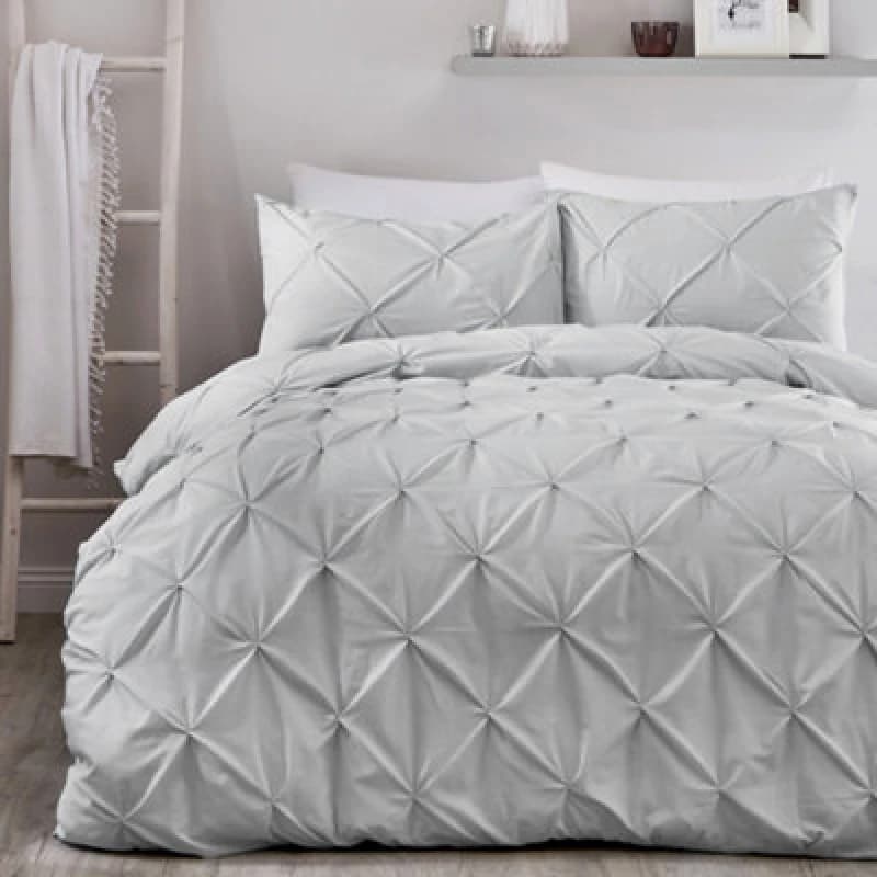 Image of Serene Lara Duvet Cover and Pillowcase Set Silver Silver