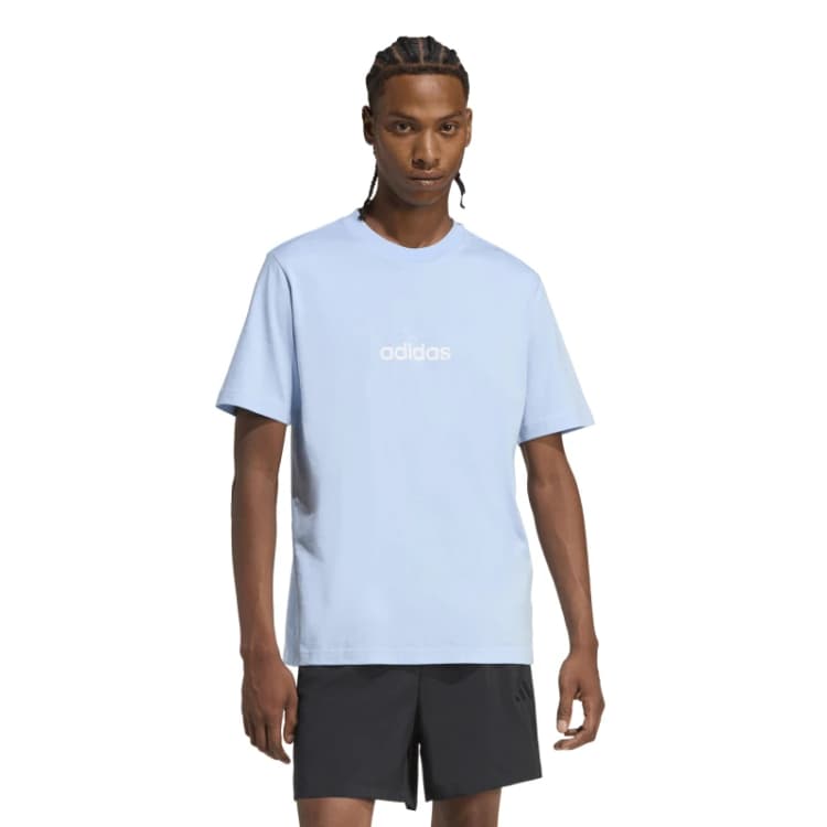 Image of adidas Essentials Single Jersey Logo T-Shirt Mens Glow Blue Lin male 2XL