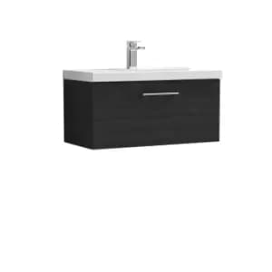 Image of Nuie Arno 800mm Wall Hung 1 Drawer Vanity & Basin 3 Charcoal Black