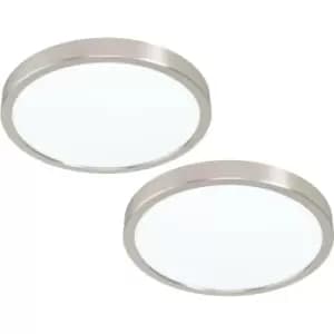 Image of 2 PACK Ceiling Light Satin Nickel 285mm Round Surface Mounted 20W LED 4000K