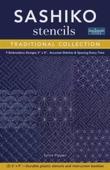 Image of Sashiko Stencils, Traditional Collection : 9 Embroidery Designs 3" x 5", Accurate Stitches & Spacing Every Time