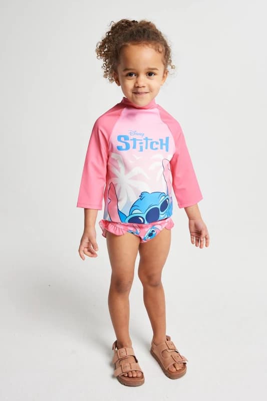 Image of Brand Threads Lilo & Stitch Stitch Swim Set in Pink Size: 5-6 Years Pink Unisex 5-6 Years