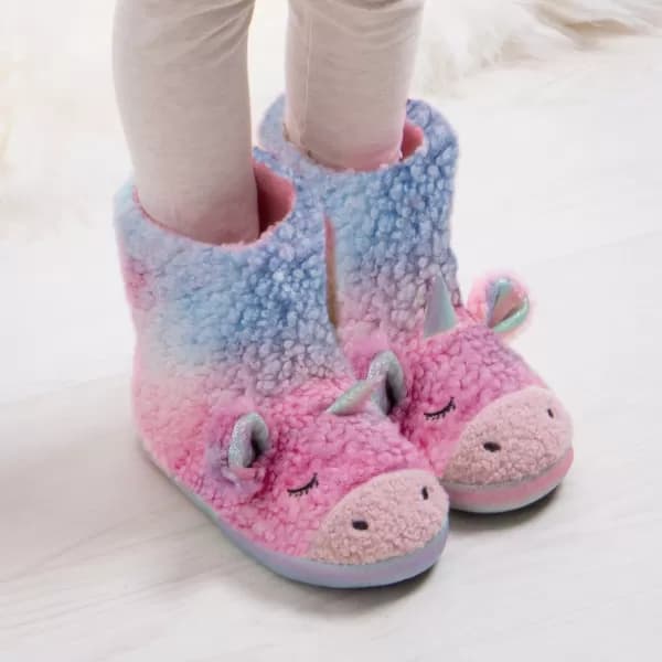 Image of totes Kids Pink Unicorn Boot Slippers Pink