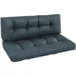 Image of Outsunny - 2Pcs Tufted Pallet Cushions Seat Pad Back Cushion Indoor Outdoor - Dark Grey