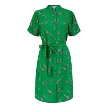Image of Yumi Green Giraffe Print Shirtdress - Green