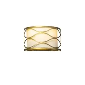 Image of Milton Wall Lamp 2 Light E14 Aged Gold, Cream Fabric Shade