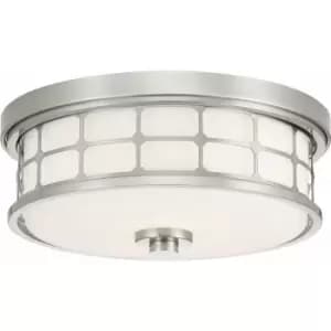 Image of Loops - 2 Bulb Flush Light Low Ceiling Brushed Nickel LED E27 60W Bulb