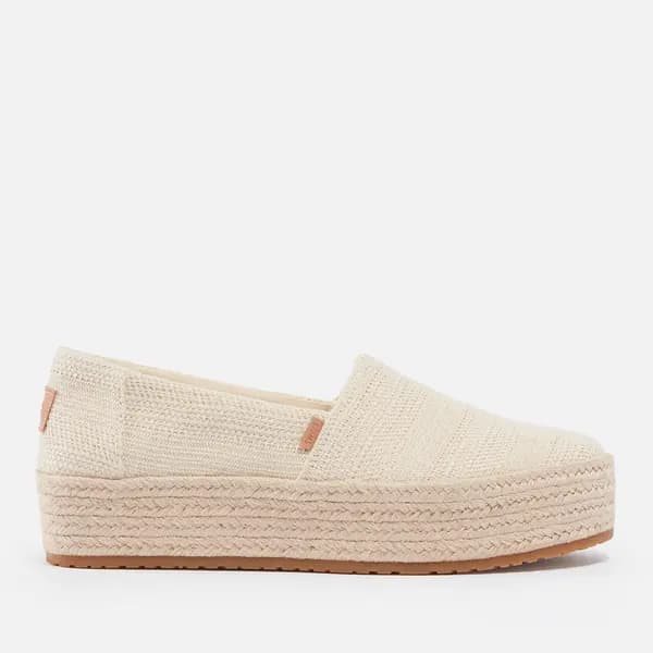 Image of TOMS Womens Valencia Canvas Flatform Espadrilles - UK 6 Beige Flats female 10020710 6