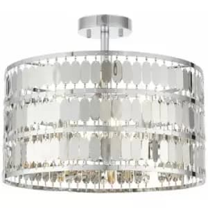 Image of Loops - Low Ceiling Light Hex Chrome Shade Round Modern Dimmable Feature Fitting