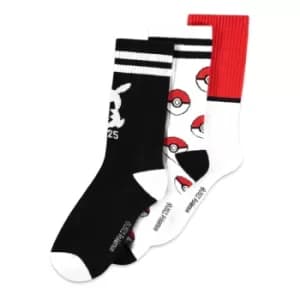 Image of POKEMON Iconic Logos Sport Socks, 3 Pack, Unisex, 43/46, Multi-colour (SS850374POK-43/46)