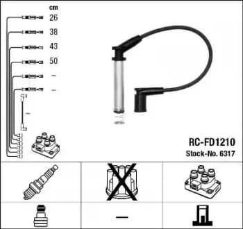 Image of NGK RC-FD1210 Ignition Lead Set NTK Inductive Resistor 4 Circuit