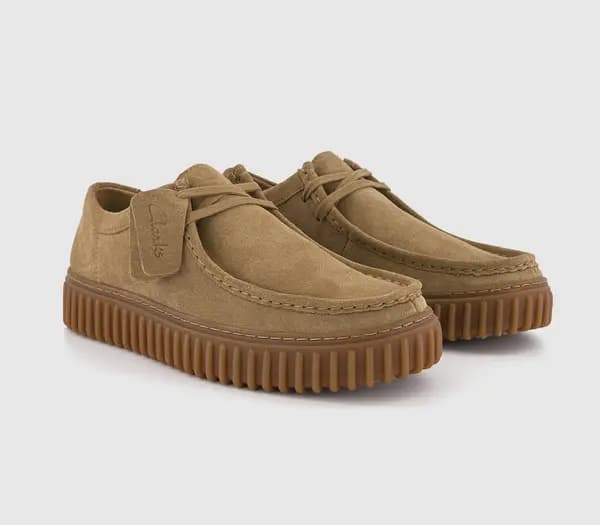 Image of Clarks Originals Womens Torhill Lo Shoes Dark Sand Suede Natural, 10