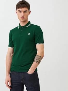 Image of Fred Perry Twin Tipped Polo Shirt - Green/White, Size XL, Men