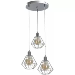 Image of Keter Foskal Cluster Pendant Ceiling Light Silver, 32cm, 3x E27