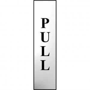 Image of Scan Chrome Effect Pull Sign 200mm 50mm Standard