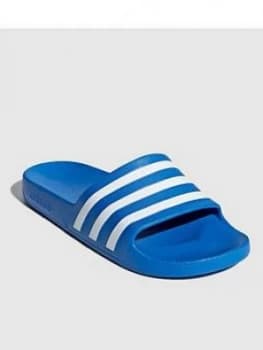 Image of adidas Adilette Aqua Slides - Blue/White, Size 10, Men