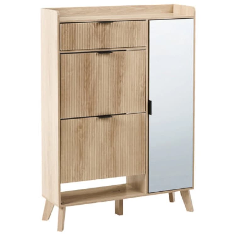 Image of Beliani Shoe Storage Cabinet Moonie Light Brown