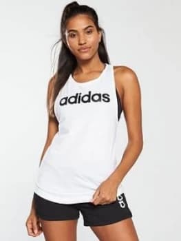 Image of adidas Linear Loose Tank - White, Size 2Xs, Women