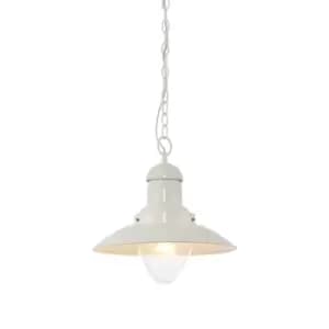 Image of Ceiling Pendant Light - Gloss Cream & Clear Glass - 42W E27 - Dimmable