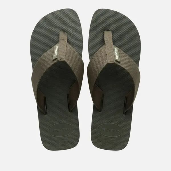 Image of Havaianas Mens Urban Basic Rubber Canvas Flip Flops - UK 8 Green Sandals male 4148427-4896 8