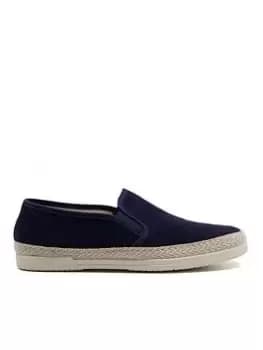 Image of Dune London Dune Francisco Suede Woven Edge Slip On's - Navy, Size 7, Men